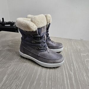 Alpine Design Boots Womens 6.5 Sofia Winter Shearling Gray Leather Italy Made
